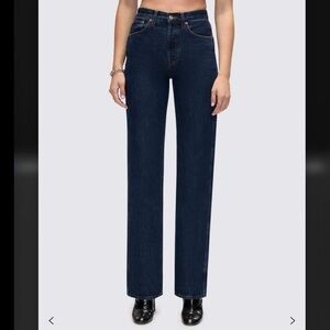 NWT Re/done high rise loose denim/jeans in dark blue rinse/ shade. Size 24